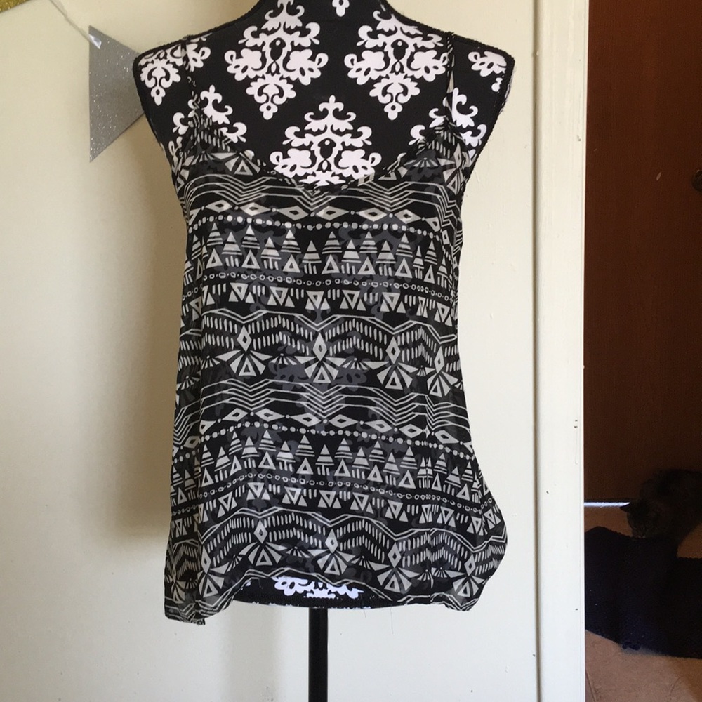 Sheer tribal print top